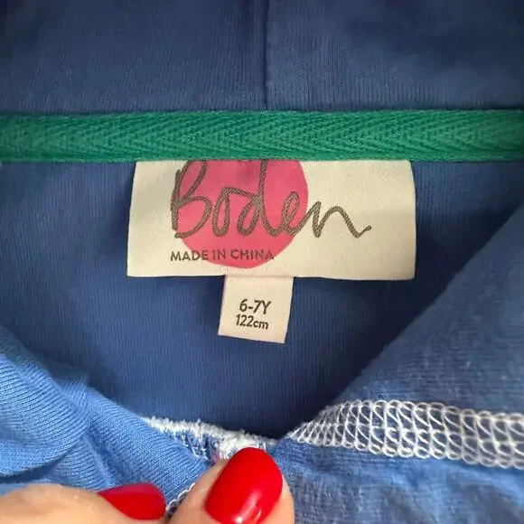 Boden Swim Coverup Pink Turtle Applique Stripes Terry Cloth Size 6-7Y (122cm) - Picture 4 of 6